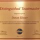 Another milestone on my Toastmasters journey with the Distinguished Toastmasters (DTM) Award